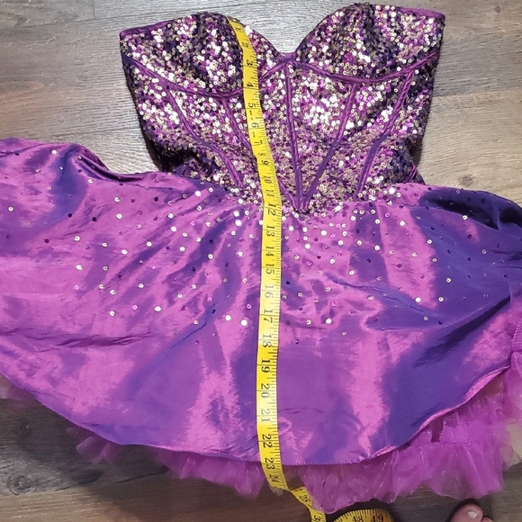 Jovani Sequined Mini Dress in Purple and Gold - Picture 10 of 11